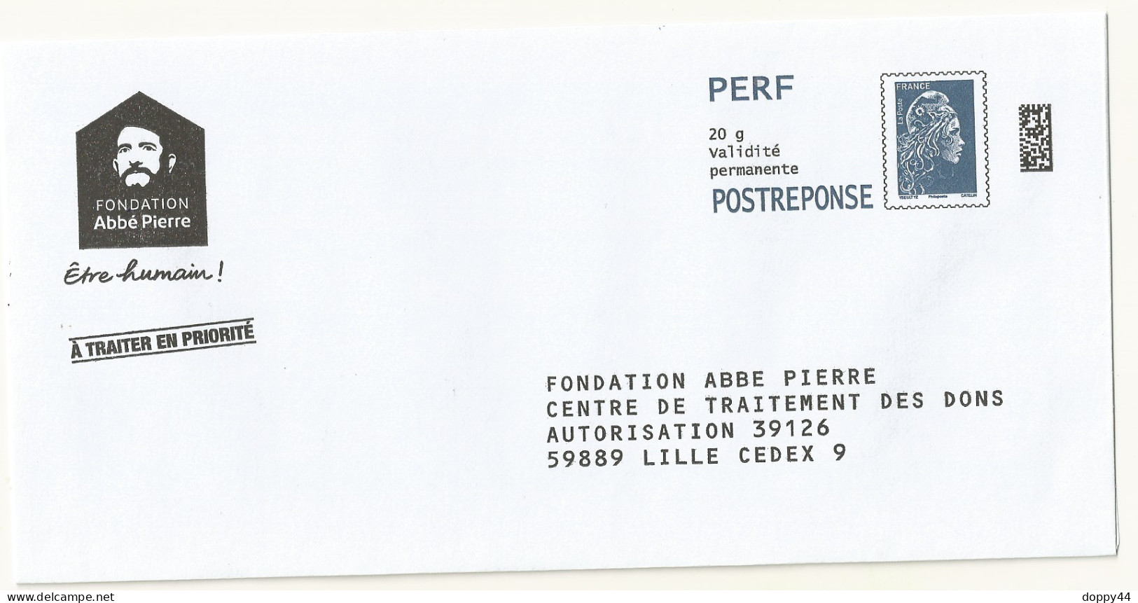 PAP POSTREPONSE PERF FONDATION ABBE PIERRE . LOT 414593 - Listos Para Enviar: Respuesta/Marianne L'Engagée