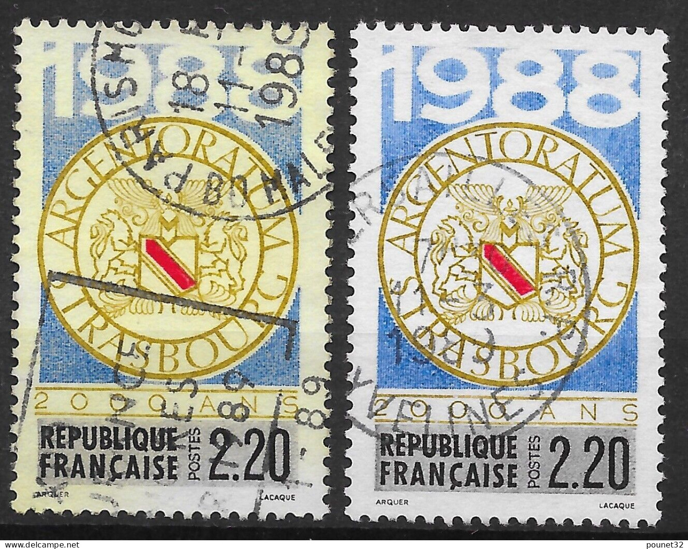 TIMBRE FRANCE 1988 N° 2552 SUPERBE VARIETE TEINTE JAUNE OBLITERATION CHOISIE - Oblitérés