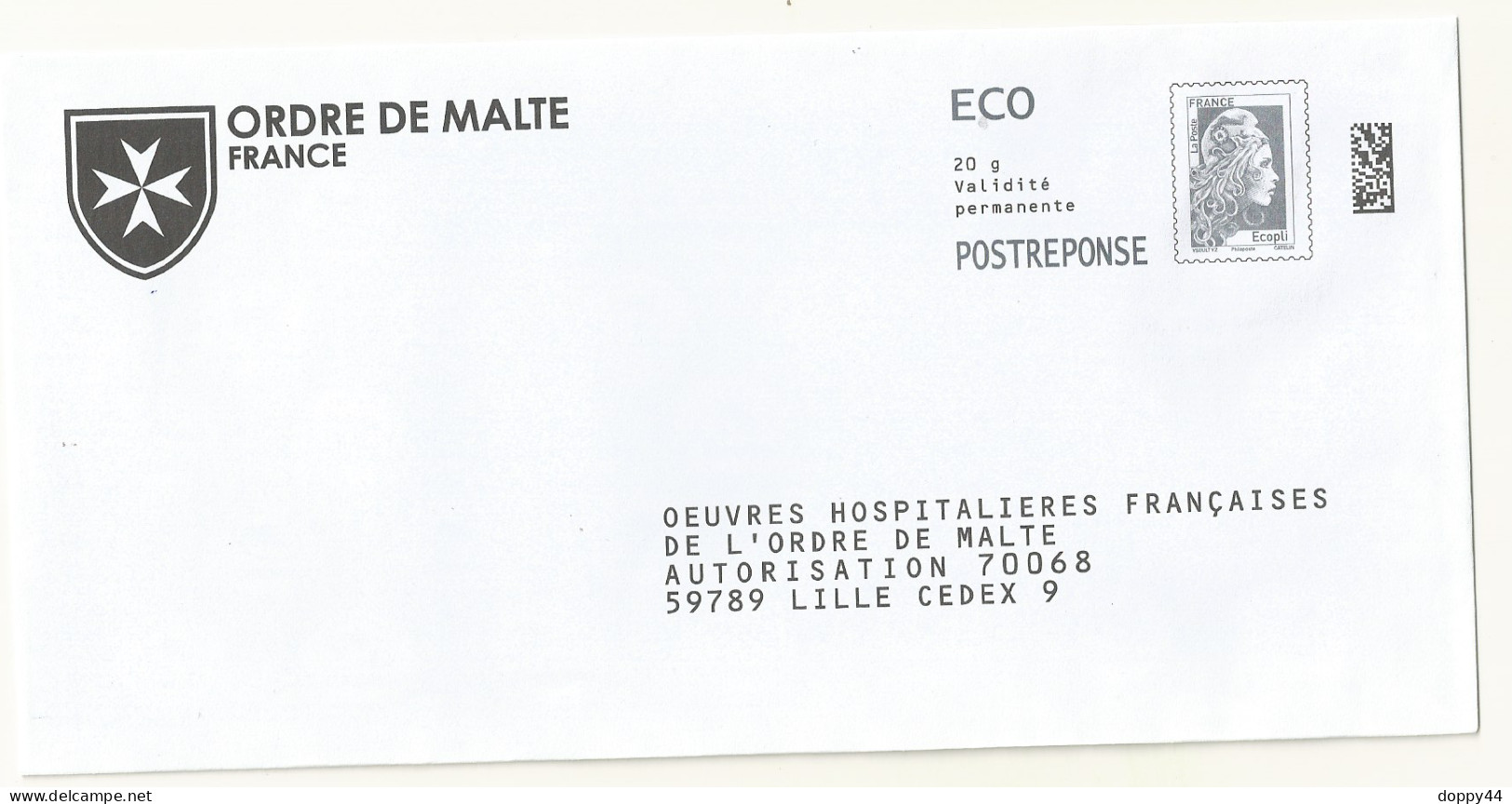 PAP POSTREPONSE ECO ORDRE DE MALTE FRANCE. LOT 404762 - PAP: Ristampa/Marianne L'Engagée