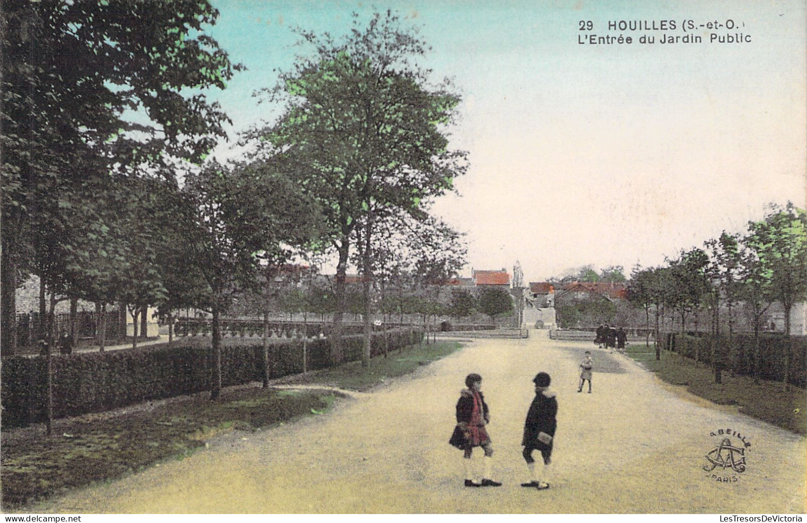 FRANCE - Houilles - L'entrée Du Jardin Public - Colorisé Et Animé - Carte Postale Ancienne - Houilles