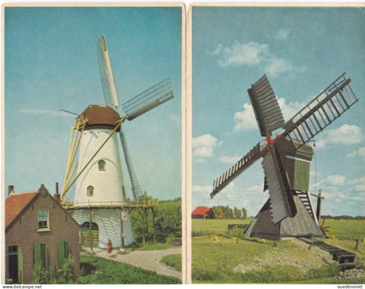 Lot De 2 Moulins à Blé, Pays-Bas Heerenveen Et Willinge - Windmühlen