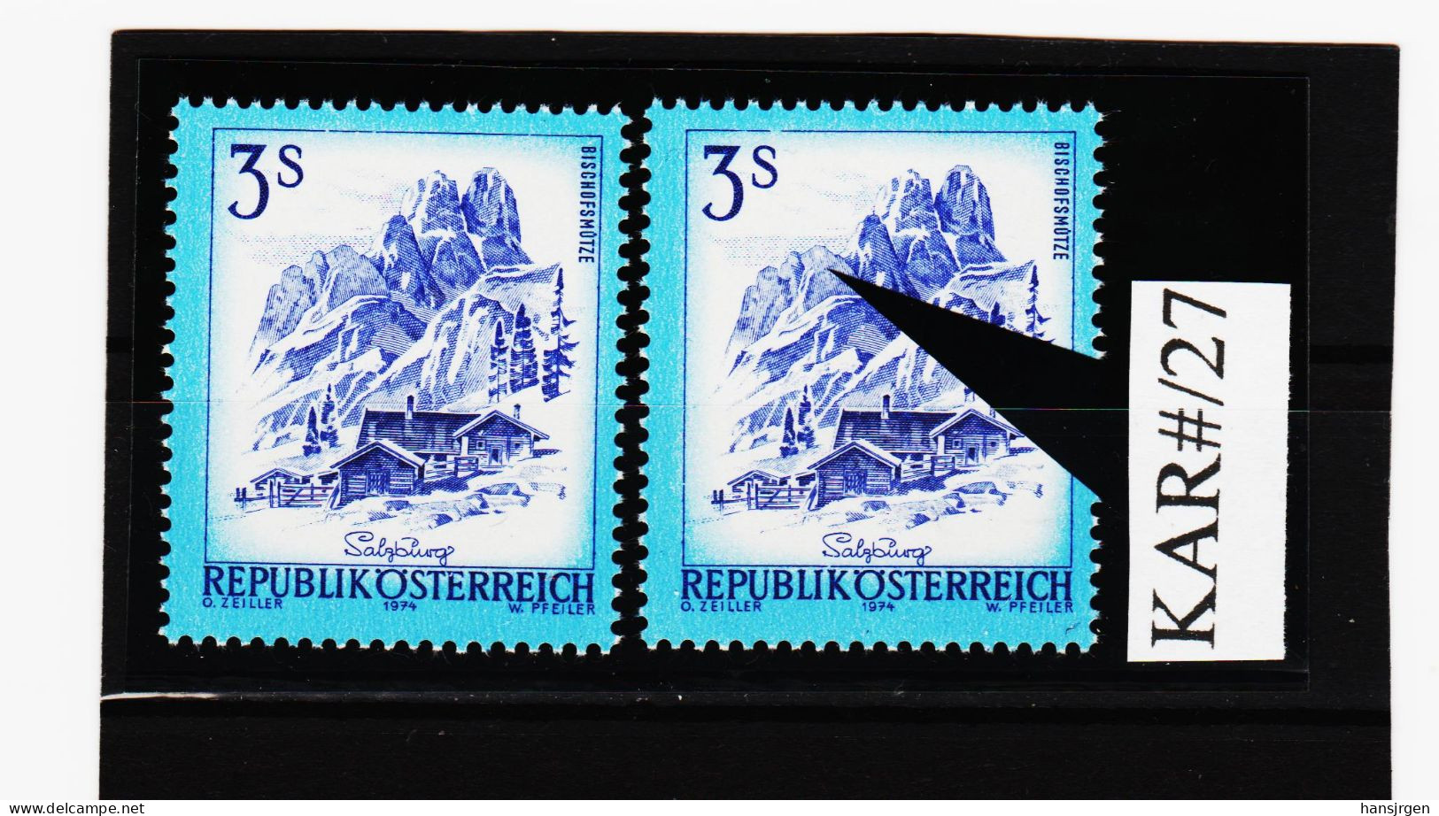 KAR#/27  ÖSTERREICH  1974  MICHL 1442  PLATTENFEHLER FLECK Am BERG ** Postfrisch  Siehe ABBILDUNG - Errors & Oddities