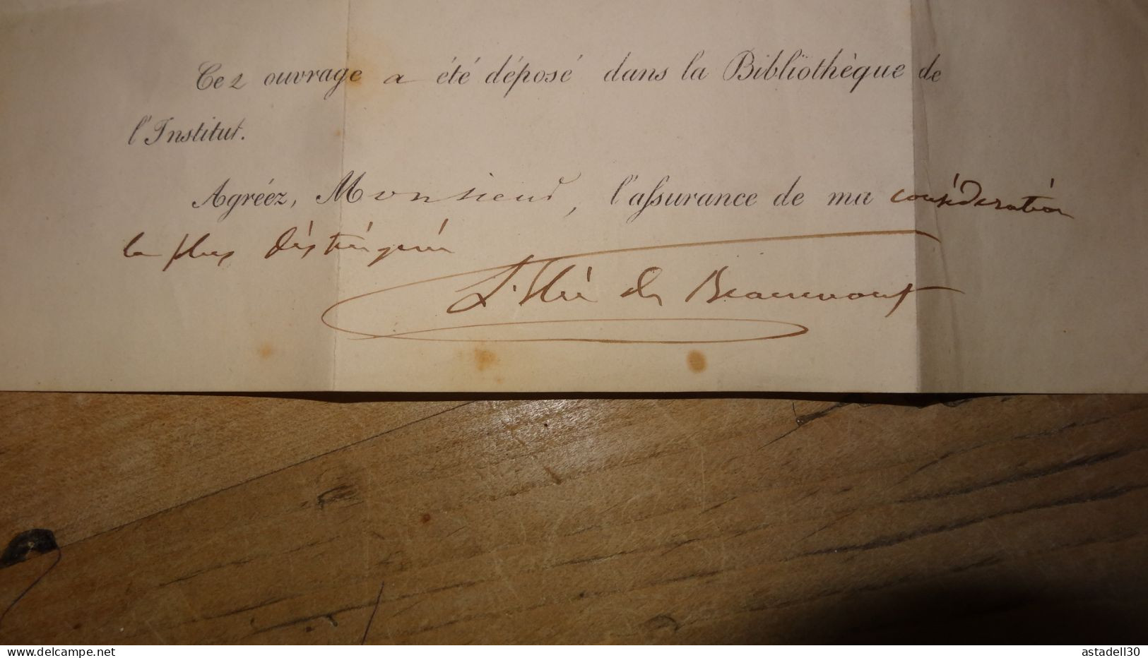 Lettre Autographe De Léonce Élie De Beaumont, Géologue, Académie Des Sciences 1855 ................ E4-46 - Erfinder Und Wissenschaftler