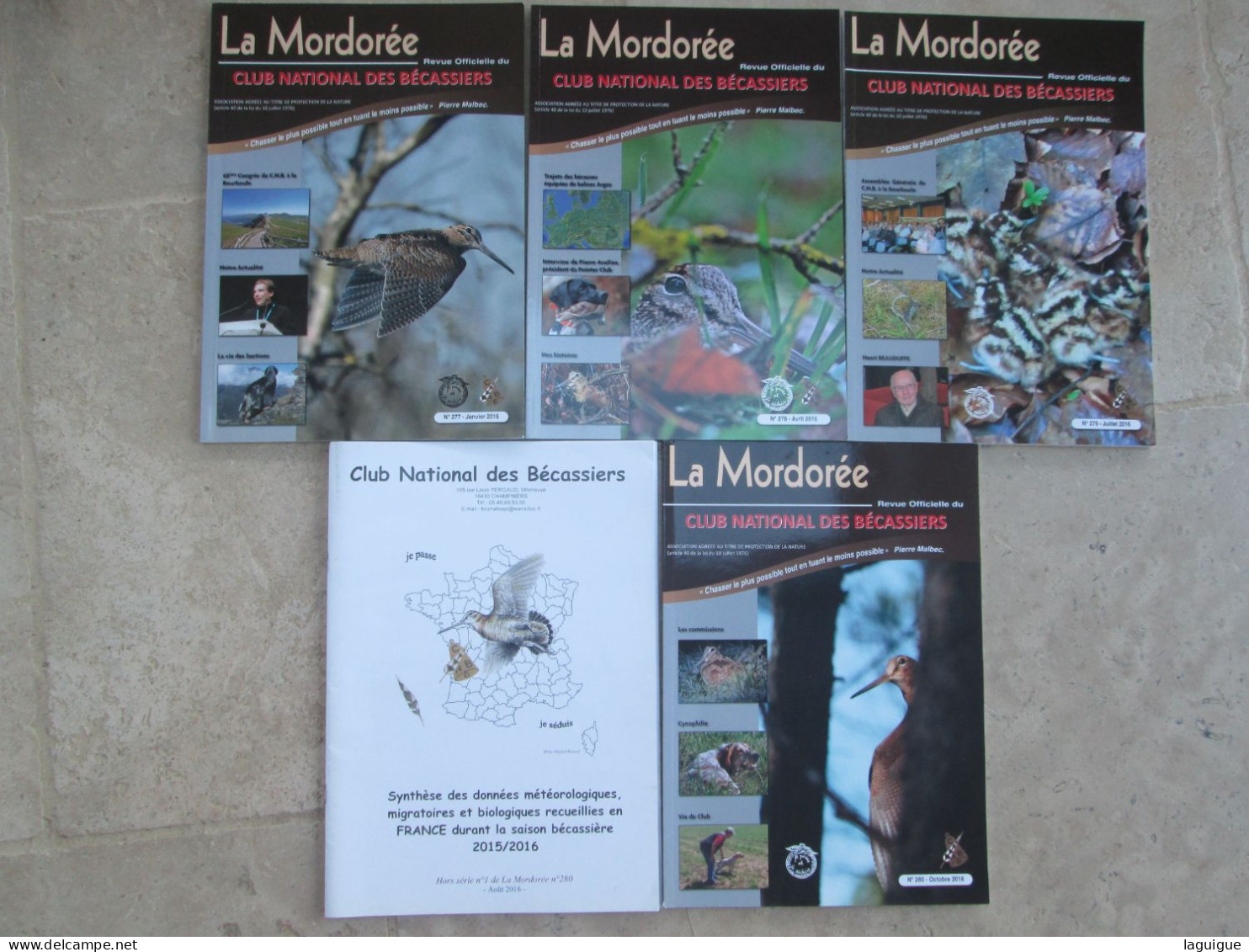 LOT DE 4 REVUES CLUB NATIONAL DES BECASSIERS LA MORDOREE 2016  N° 277 à 280 Année Complète + 1 Hors Série - Caccia/Pesca