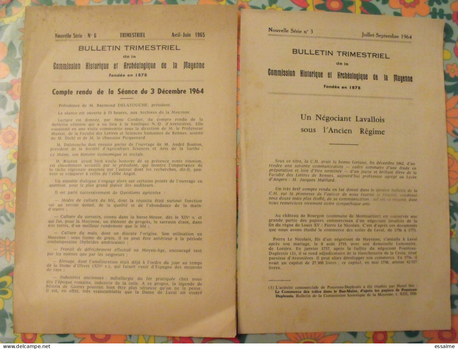 4 Bulletins Trimestriels De La Commission Historique Et Archéologique De La Mayenne. 1964-1967. Laval - Pays De Loire