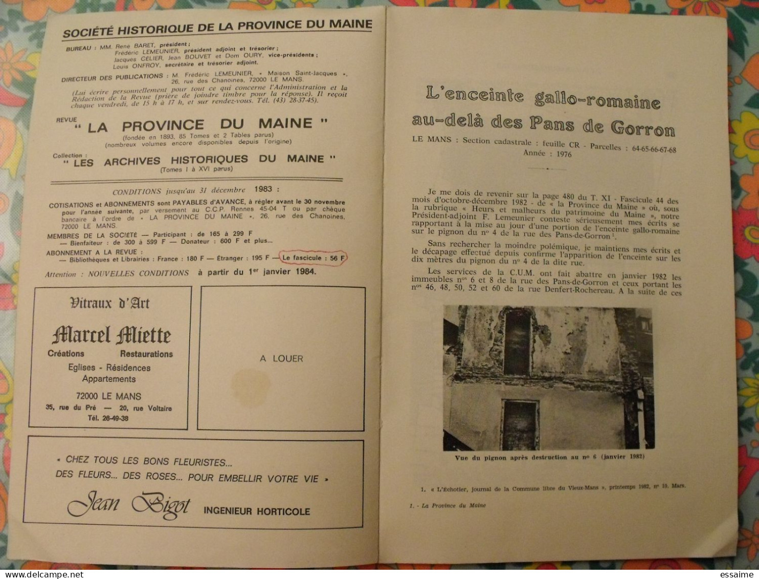 Revue La Province Du Maine. N° 51 De 1984. Gorron La Flèche Précigné Fay Port-Brillet Jupilles Sabot - Pays De Loire