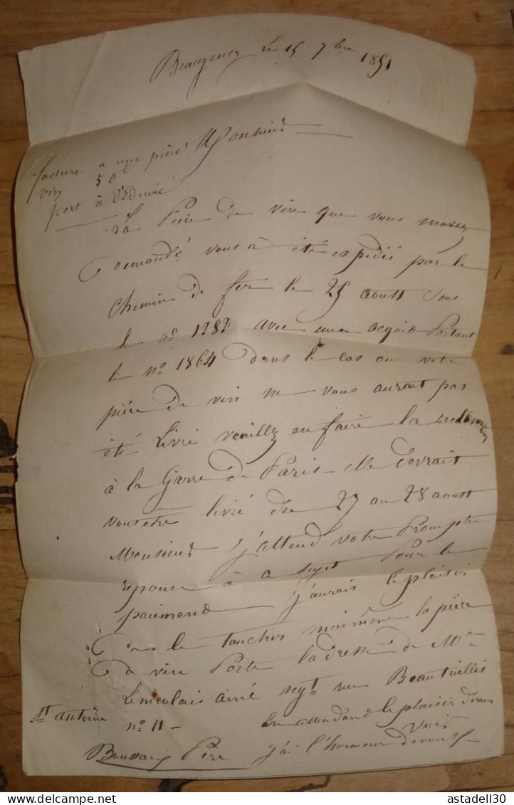 Lettre De BEAUGENCY Pour PARIS - 1851  ................ E4-60 - Non Classificati