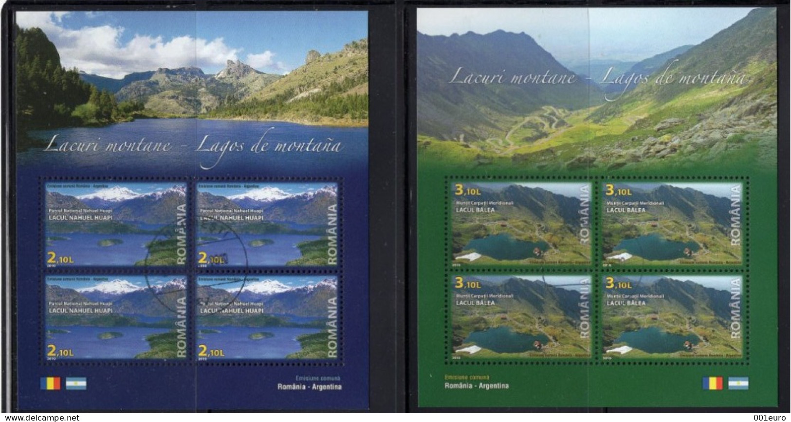 ROMANIA 2010 : JOINT ISSUE WITH ARGENTINA, 2 Used Small Sheets - Registered Shipping! - Oblitérés