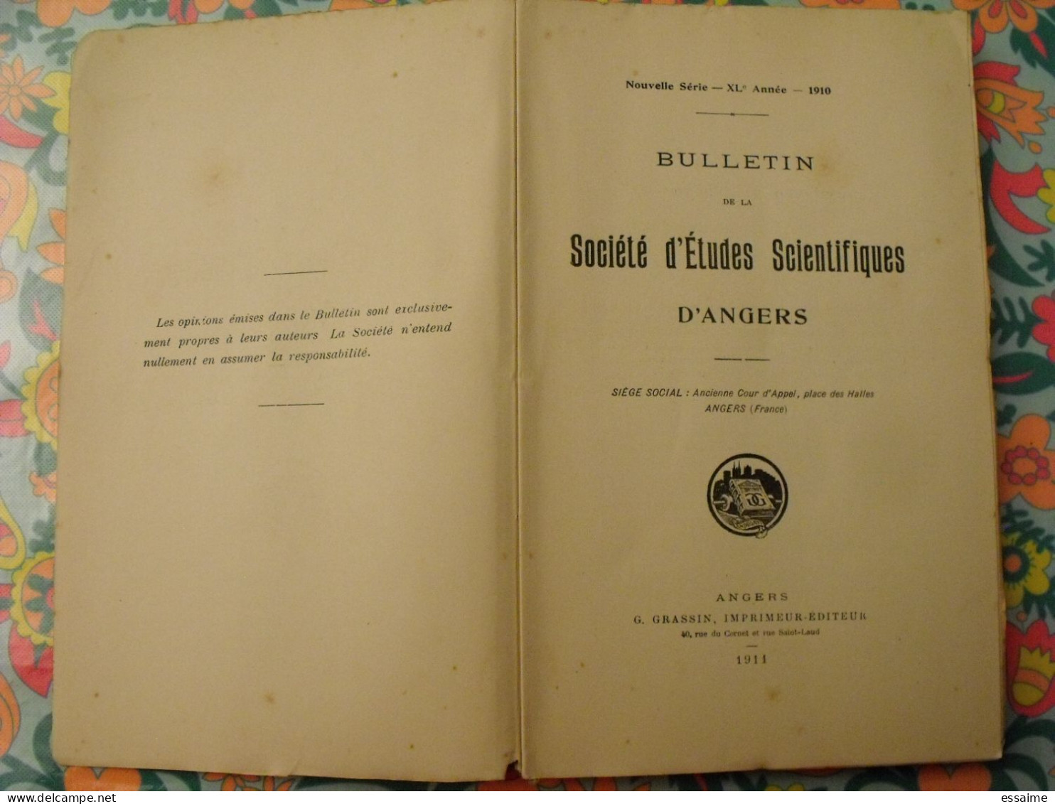 Bulletin De La Société D'études Scientifiques D'Angers. 1910. Grassin. - Pays De Loire