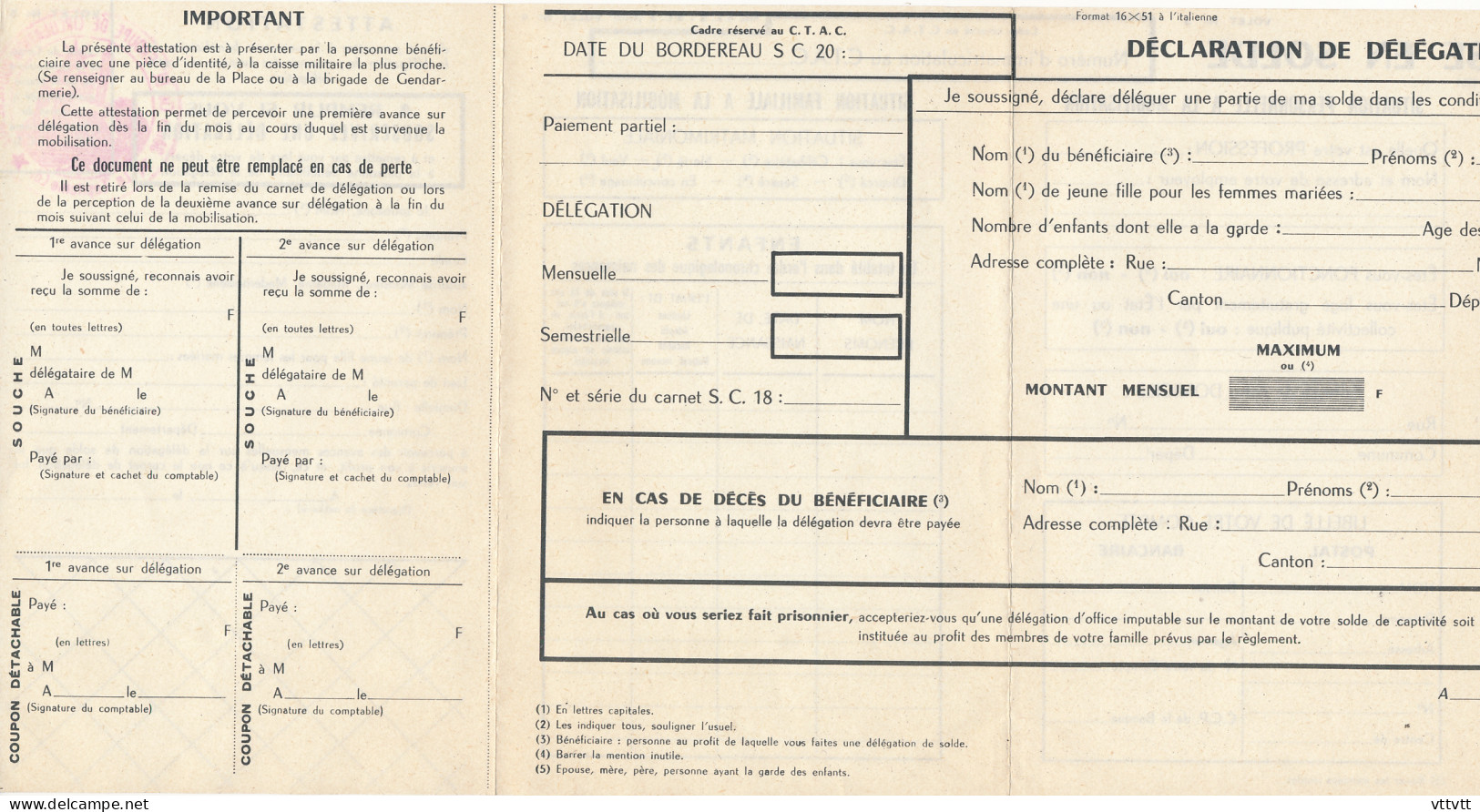 Militaire : Certificat De Prise En Solde, Formulaire Vierge, 3° Compagnie Du Groupe De Circulation Routière, Cachet - Collections