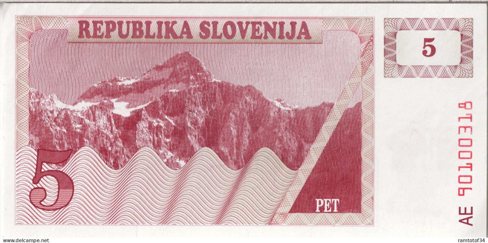 SLOVENIE - 5 Tolar 1990 UNC - Slovénie