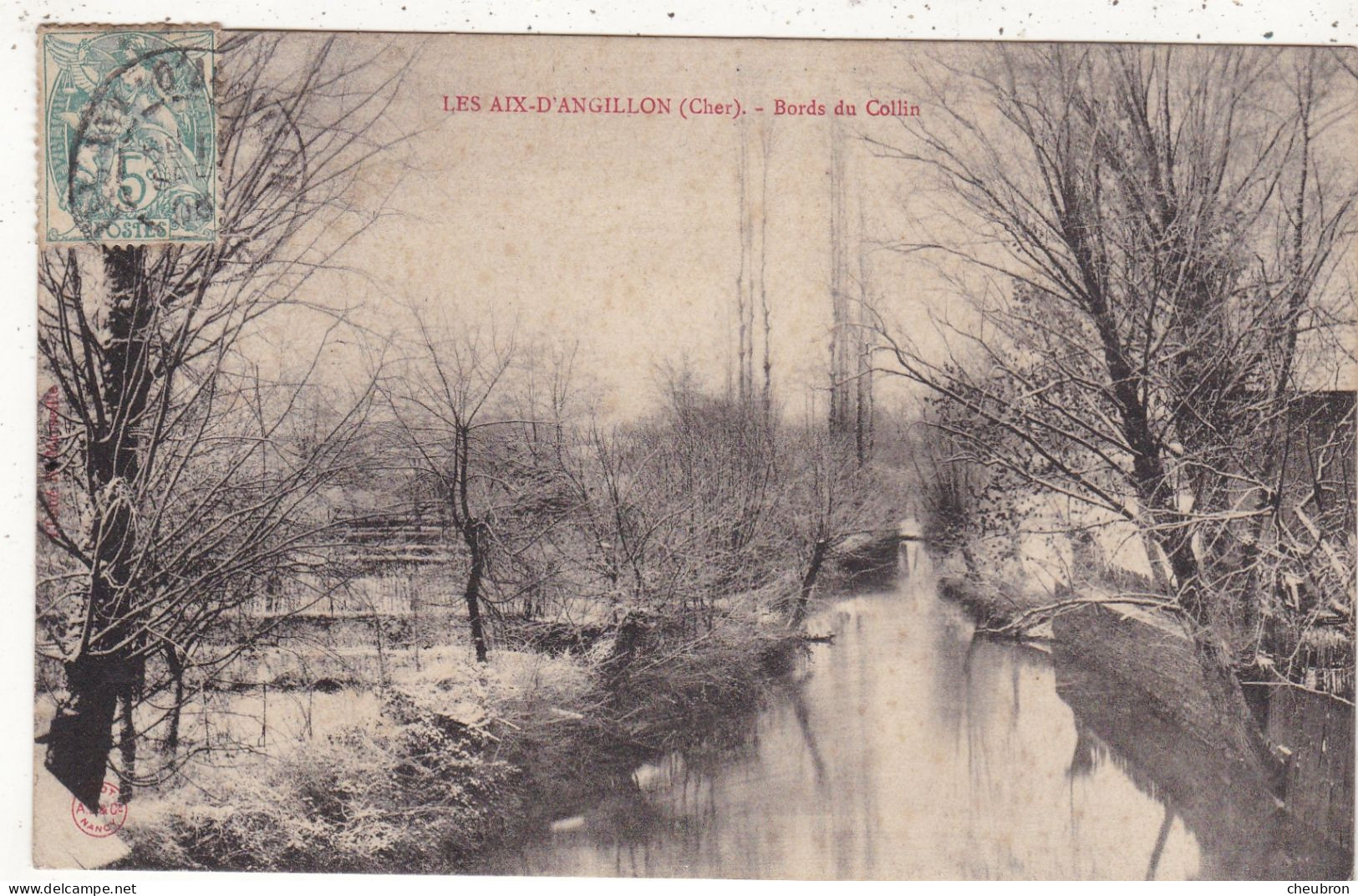 18. LES AIX D'ANGILLON. CPA.  BORDS DU COLLIN ENNEIGES. ANNEE 1905 + TEXTE - Les Aix-d'Angillon