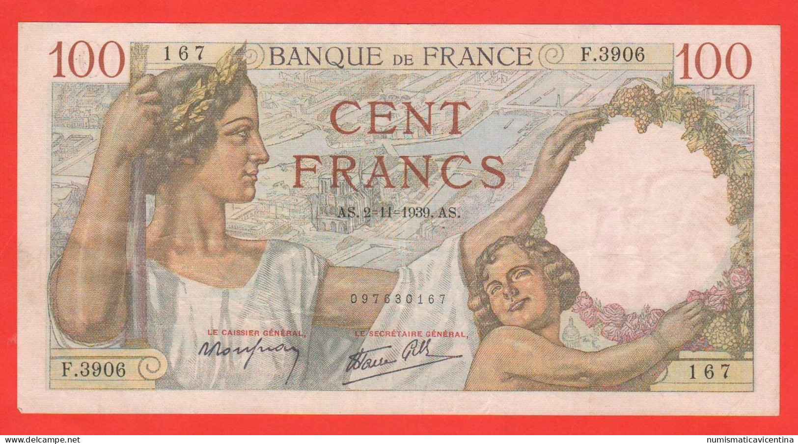 France 100 Francs 1939 Francia 100 Franchi  Tipe Sully - 100 F 1939-1942 ''Sully''