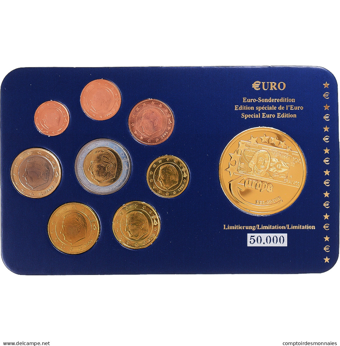 Belgique, Euro-Set, 1999-2006, Set 8 Monnaies Euro, Edition Spéciale Europa - Belgio