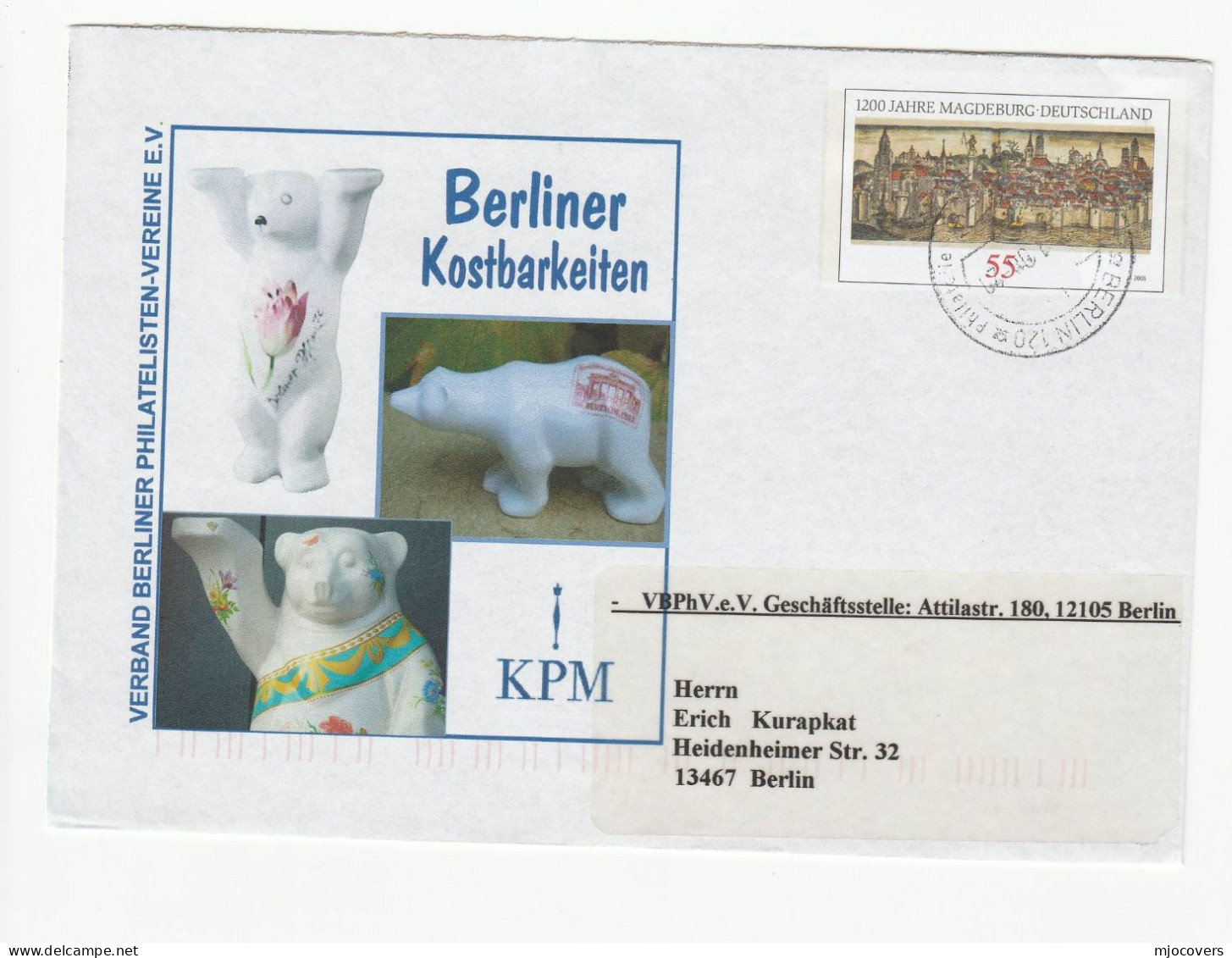 Porcelain BEAR Postal STATIONERY Cover BERLINER KOSTBARKEITEN KPM Germany - Sobres Privados - Usados