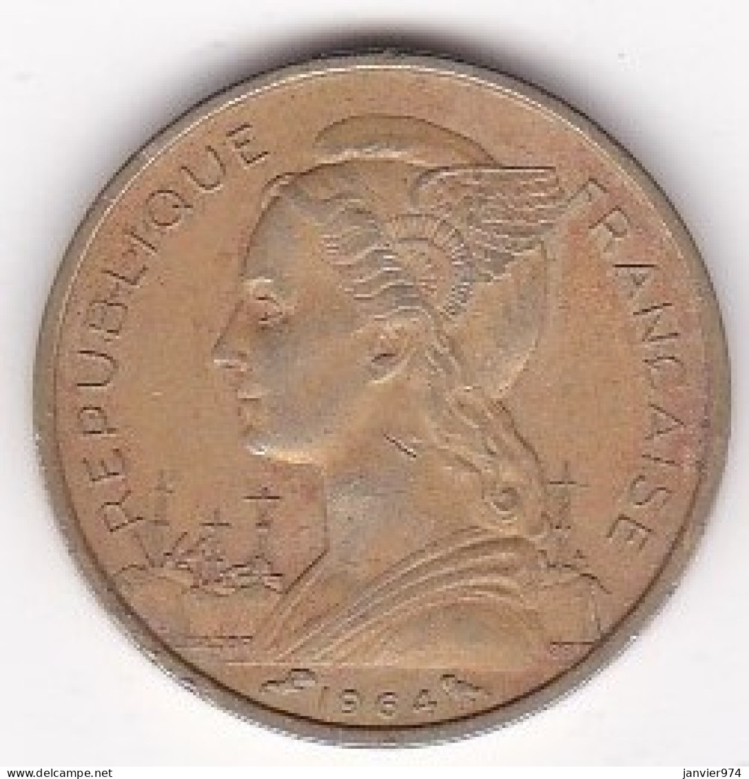 Ile De La Réunion 10 Francs 1964 , En Bronze Aluminium , Lec# 80 - Reunión