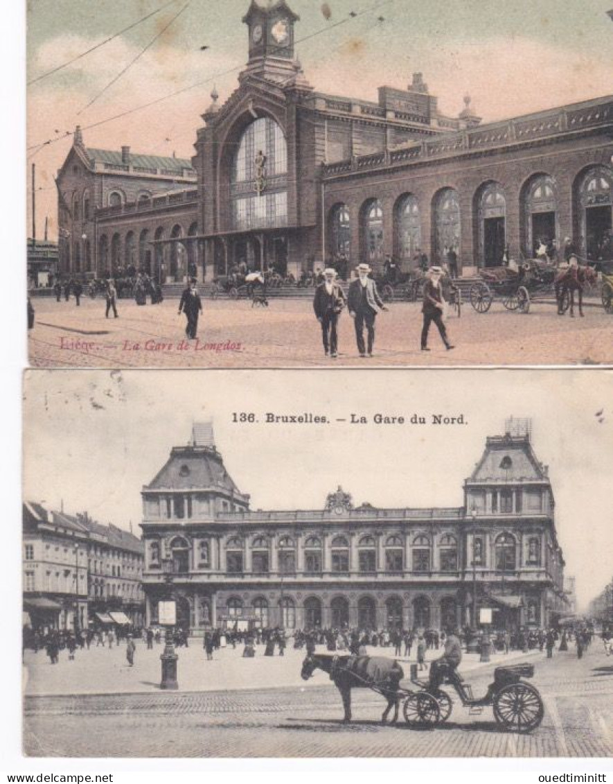 Lot De 2 Gares, Liège Gare De Longdoz Et Bruxelles, La Gare Du Nord - Stazioni Senza Treni