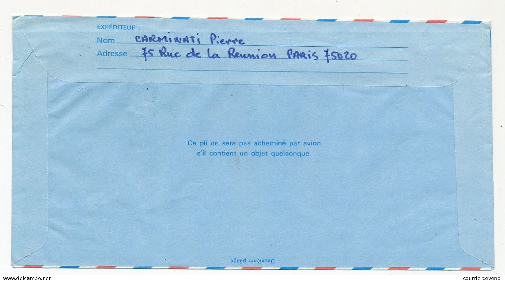 FRANCE - Aérogramme 3,10 Concorde + 0,20 Oblitéré Paris 59 Rue Des Pyrénées - 11/6/1983 - Aerogramas