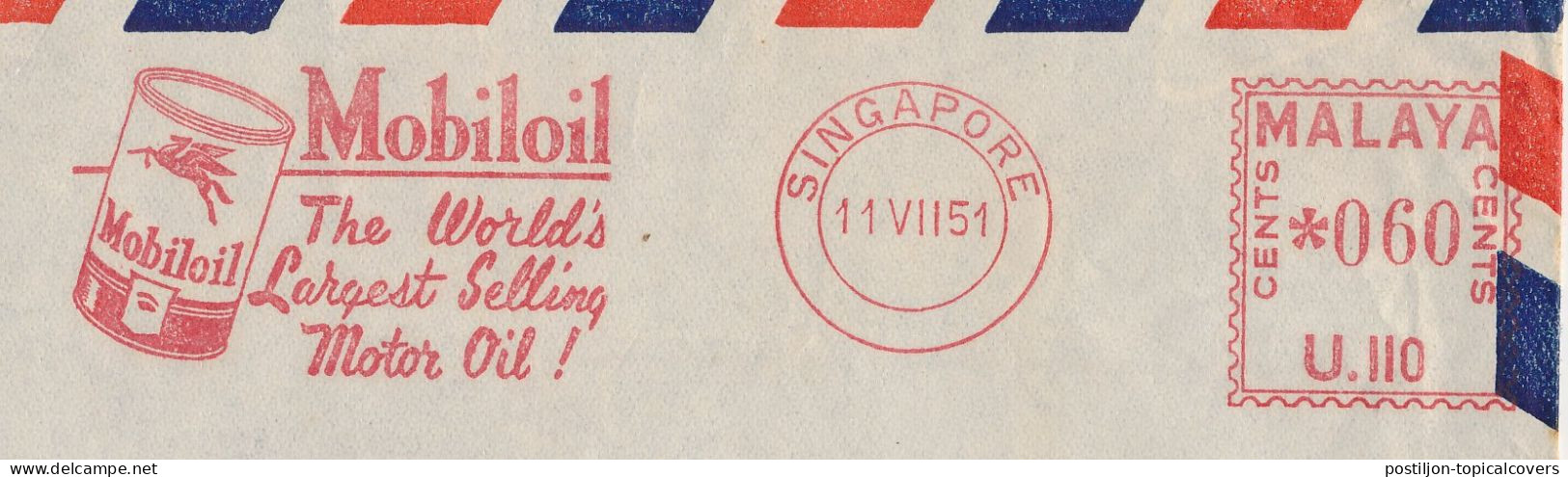 Meter Cover Singapore Malaya 1951 - Pegasus - Mythology - Horse - Mobiloil Motor Oil - Mitologia