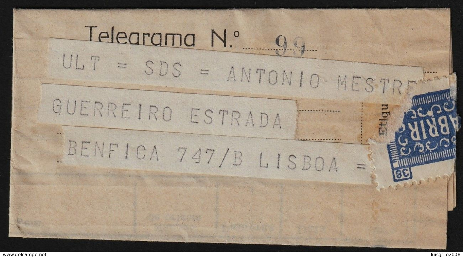 Telegram/ Telegrama - Lisboa > Lisboa -|- Postmark - Benfica. Lisboa. 1964 - Covers & Documents