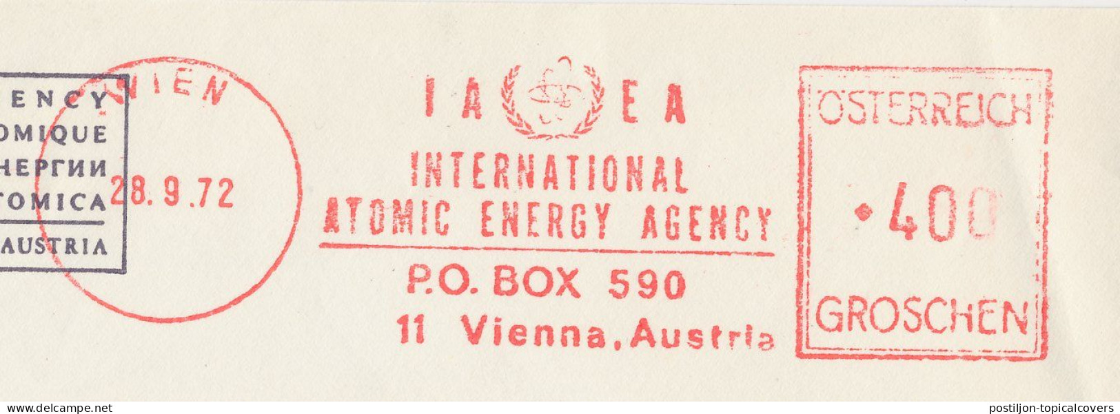 Meter Cover  Austria 1972 - IAEA - International Atomic Energy Agency - Atomo
