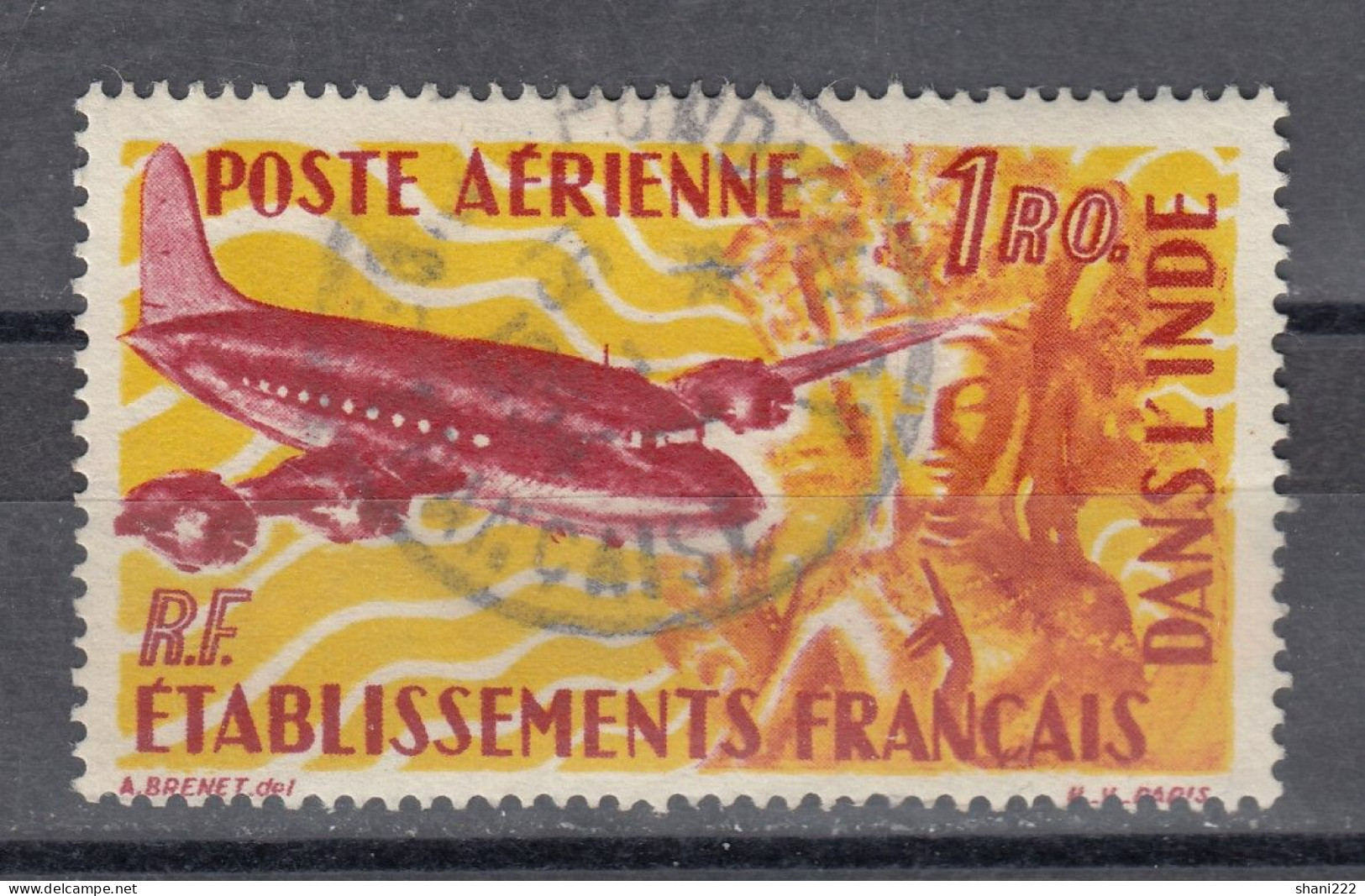 India - French Establishments, 1949 Airs  2 Ro Used  (e-219) - Used Stamps