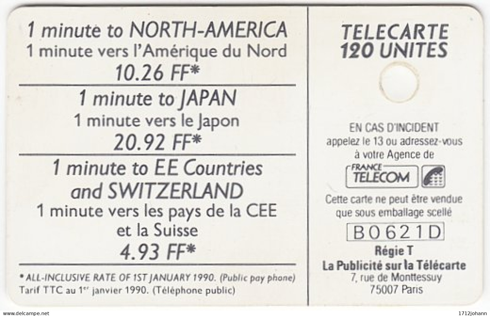 FRANCE D-412 Chip Telecom - Used - 1990