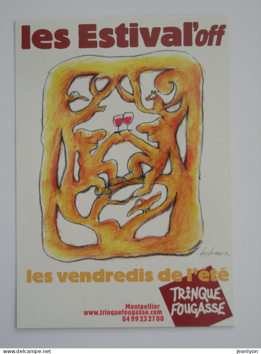 FOUGASSE / VIN - VERRES , Illustrateur Desclozeaux - Carte Publicitaire Estival'off - Desclozeaux