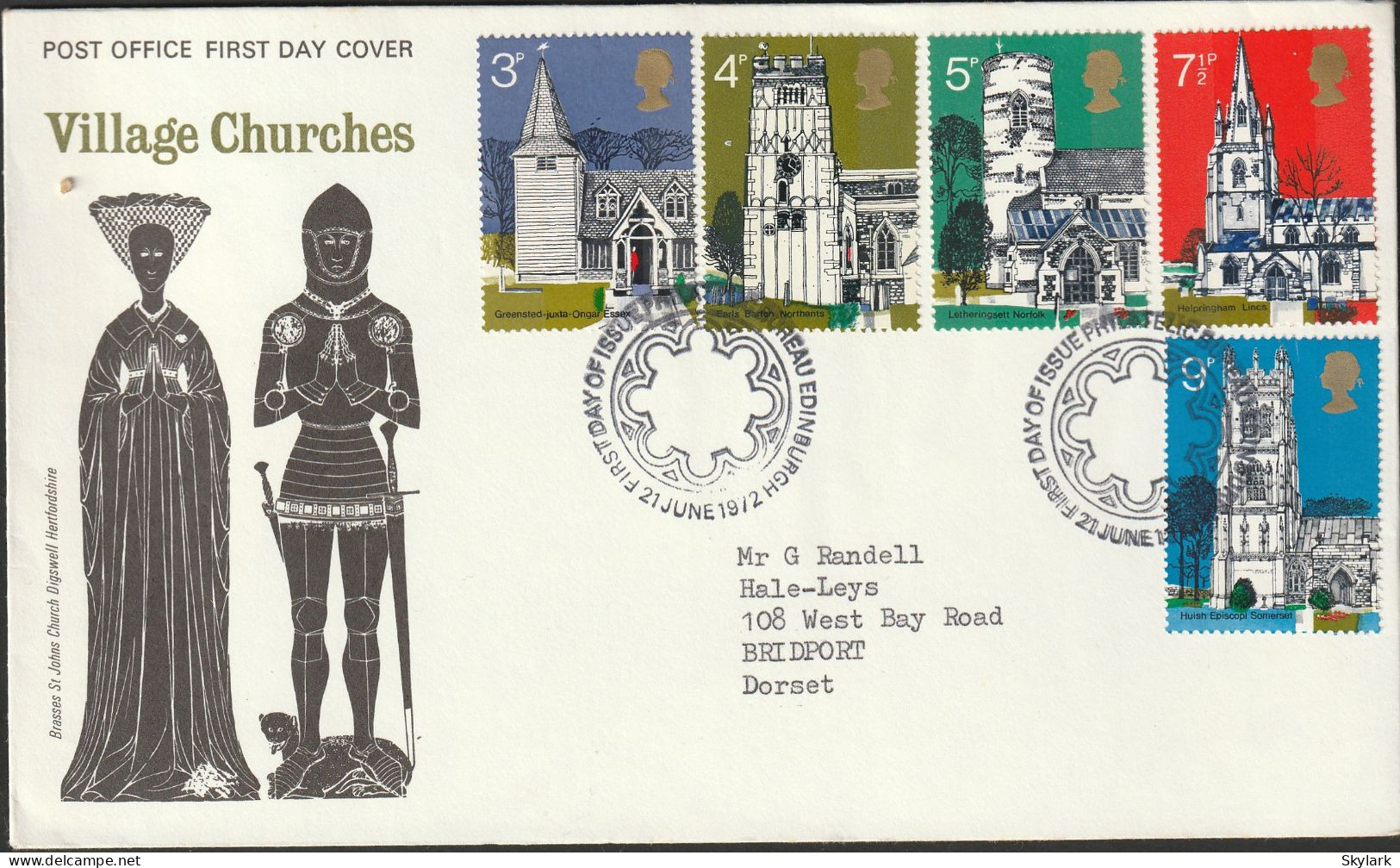 Great Britain   .   1972   .  "Village Churches"   .   First Day Cover - 5 Stamps - 1971-1980 Em. Décimales