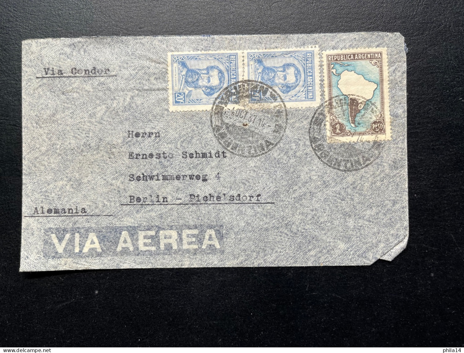 ENVELOPPE ARGENTINE POUR BERLIN ALLEMAGNE 1937 - Lettres & Documents