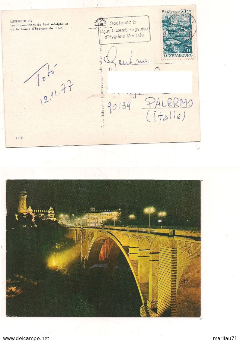 11755 LUSSEMBURGO 1977 Stamp 5f ESCH SUR SURE Isolato Firma E Data  Card To Italy - Storia Postale