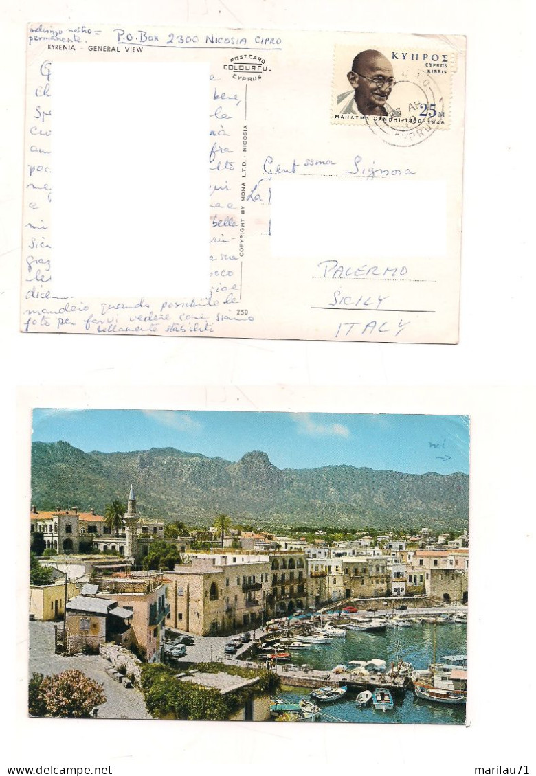 11762 CIPRO 1970 Stamp GANDHI Isolato KYRENIA Card To Italy - Brieven En Documenten