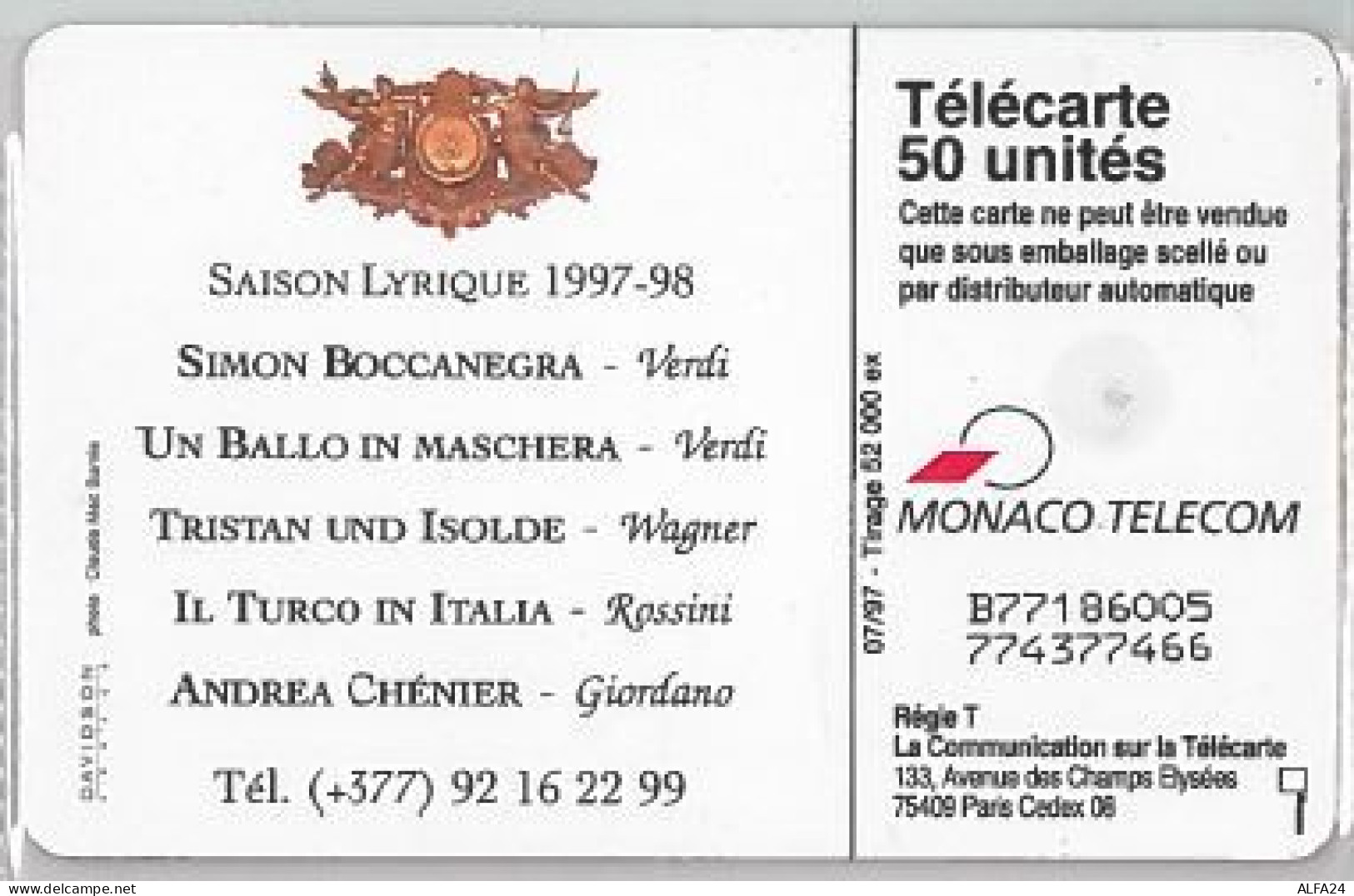 PHONE CARD-MONACO (E45.6.1 - Mónaco