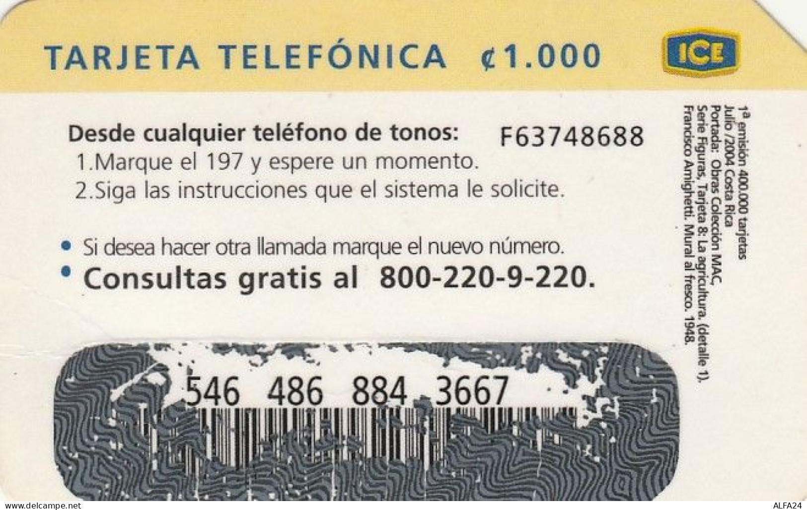 PREPAID PHONE CARD COSTARICA (E43.33.4 - Costa Rica