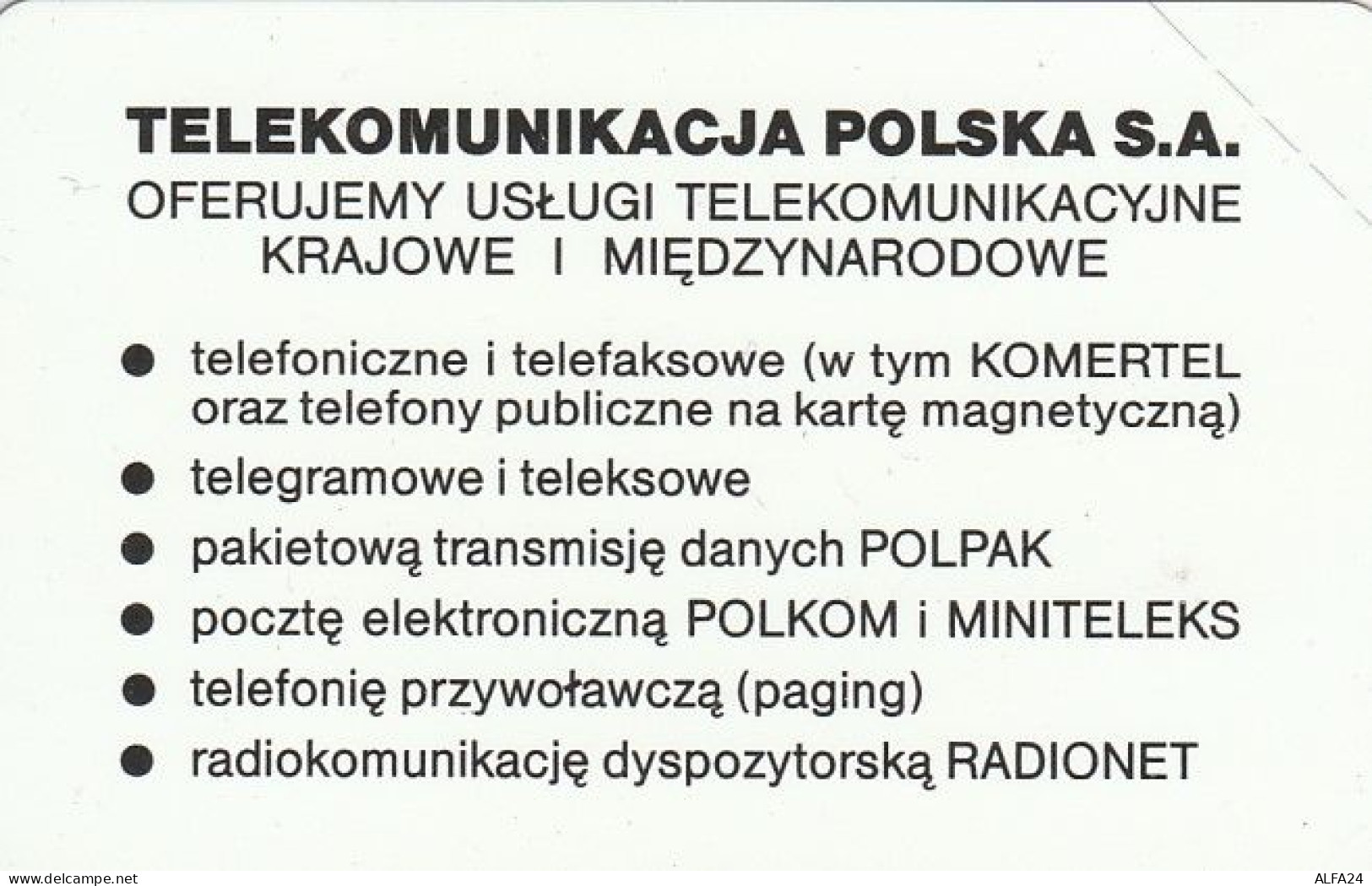 PHONE CARD POLONIA (E43.31.3 - Pologne