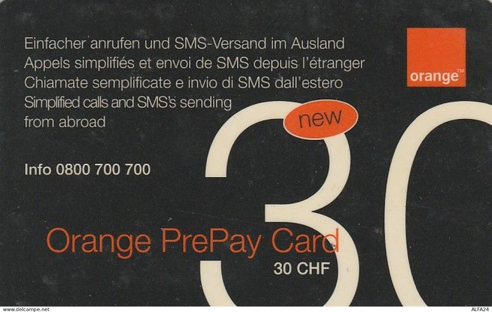 PREPAID PHONE CARD SVIZZERA ORANGE (E43.18.7 - Suisse