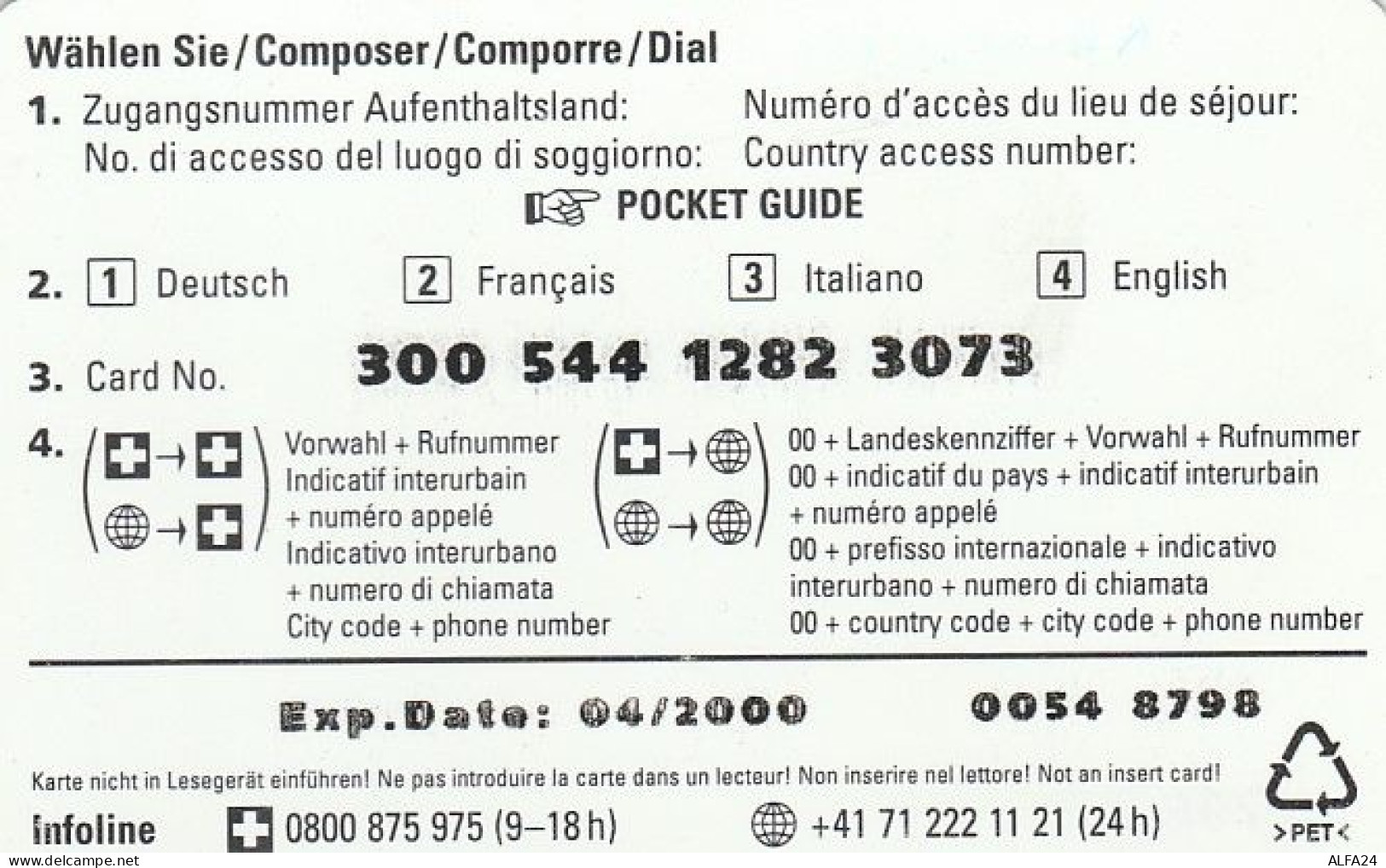 PREPAID PHONE CARD SVIZZERA (E43.10.6 - Suisse