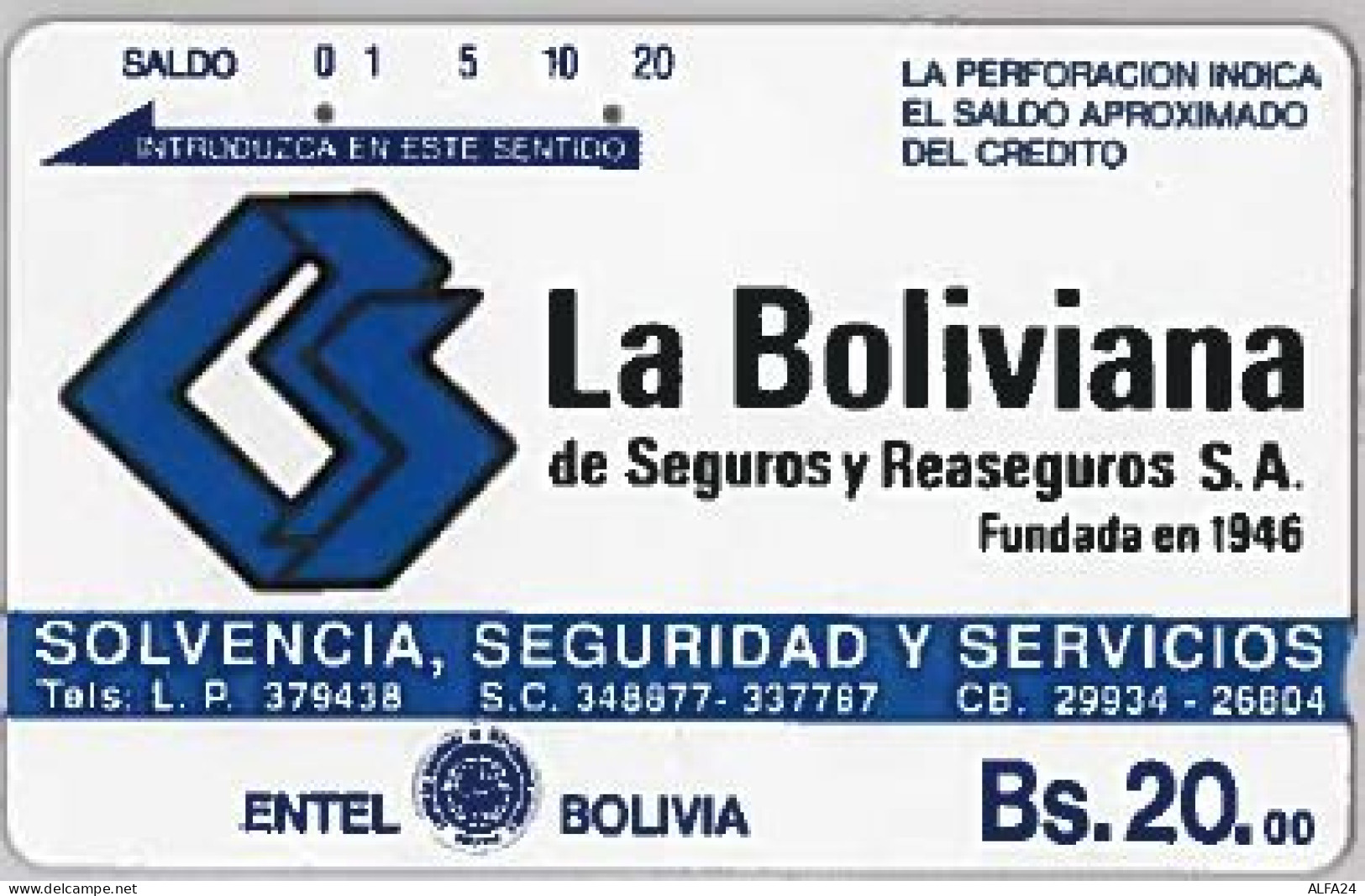 PHONE CARD-BOLIVIA (E46.10.8 - Bolivien