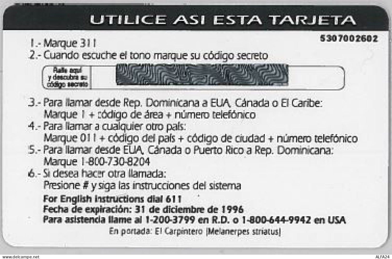 PREPAID PHONE CARD-NEW-DOMINICANA (E47.38.6 - Dominicana