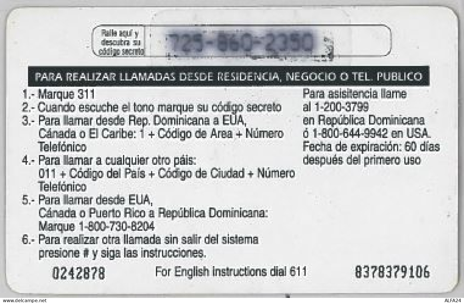 PREPAID PHONE CARD-DOMINICANA (E47.40.7 - Dominicaine