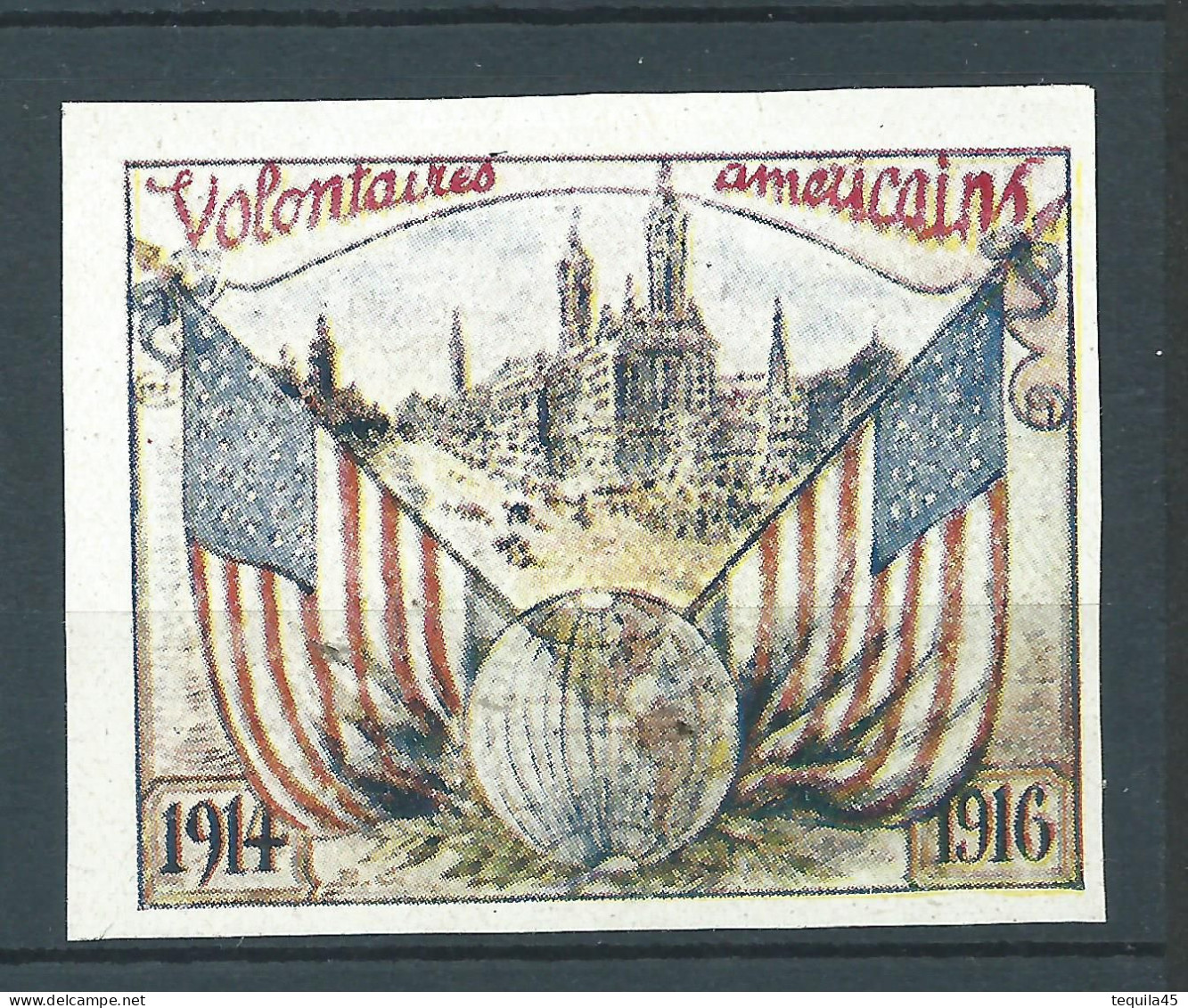 Vignette DELANDRE - France - Volontaires AMERICAINS - 1914 -18 WWI WW1 Poster Stamp - Erinnophilie