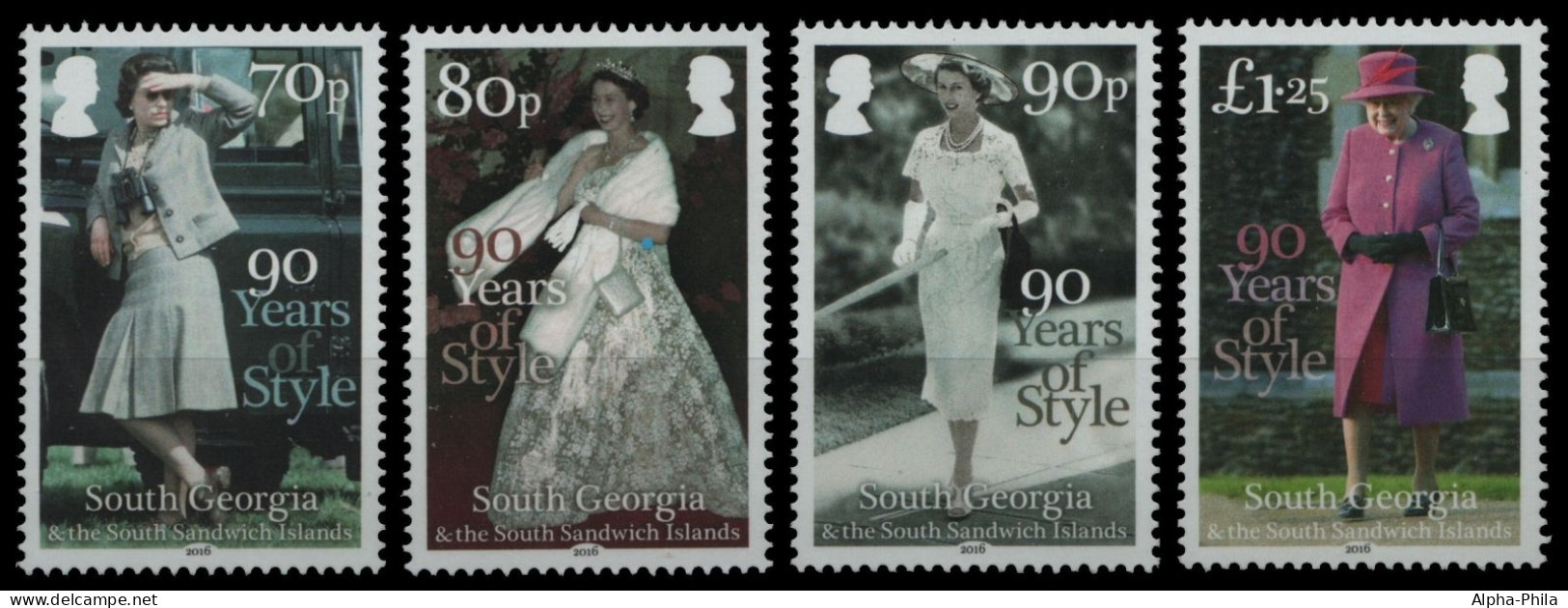 Süd-Georgien 2016 - Mi-Nr. 670-673 ** - MNH - 90. Geburtstag Der Queen - Südgeorgien