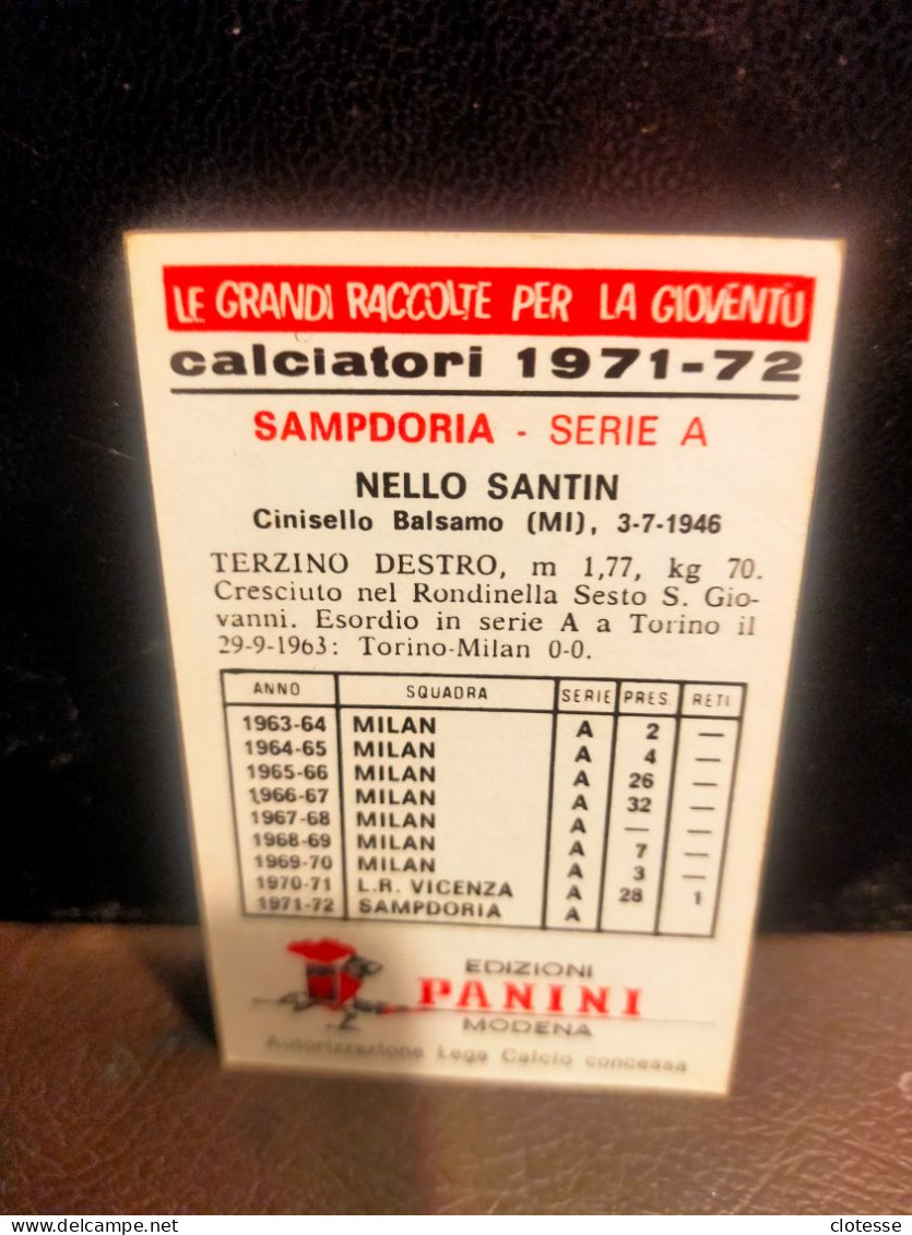 Panini 1971/72 Nello Santin - Other & Unclassified