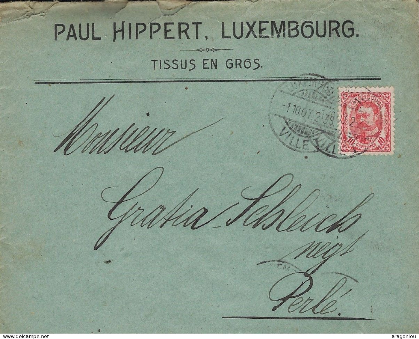 Luxembourg - Luxemburg - Lettre   1907  -  PAUL HIPPERT , LUXEMBOURG - Sonstige & Ohne Zuordnung
