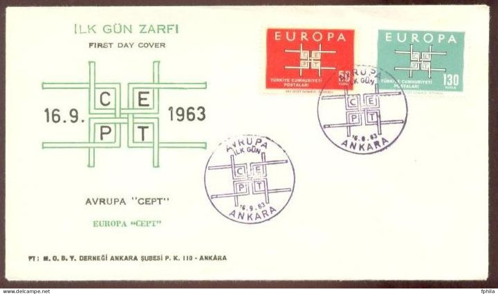 1963 TURKEY PRINTING ERROR - EUROPA CEPT FDC - FDC