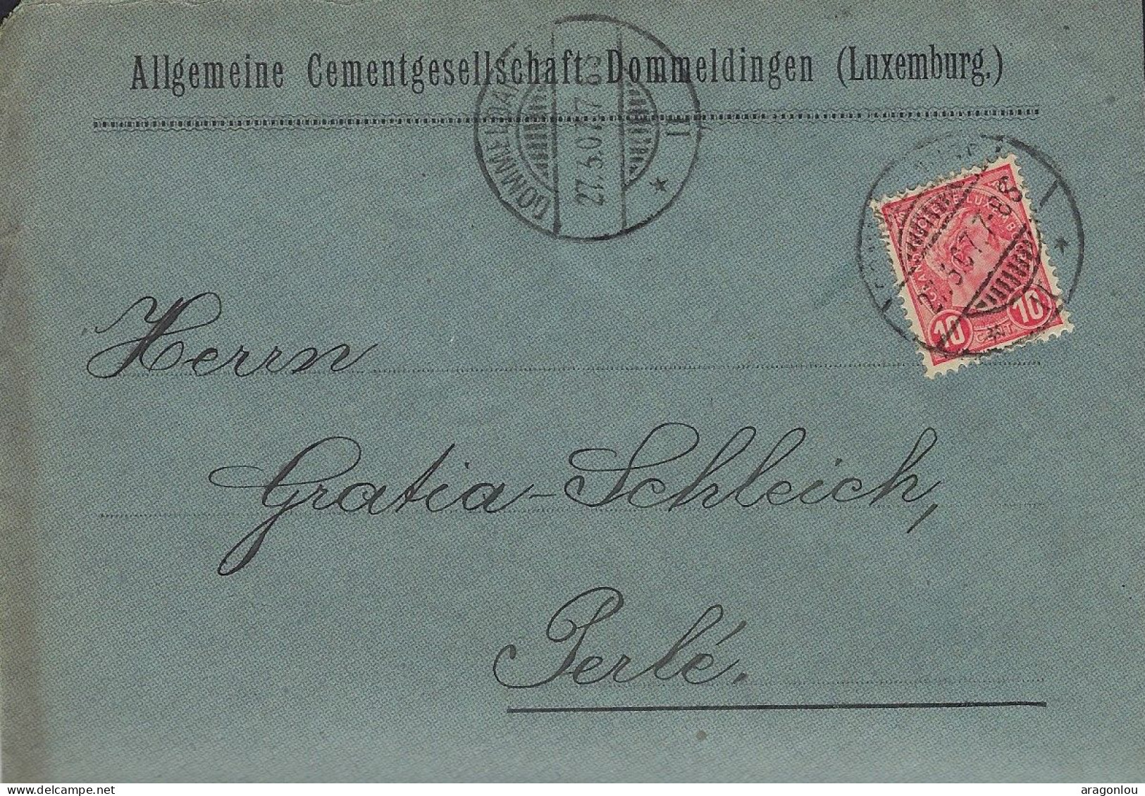 Luxembourg - Luxemburg - Lettre   1907  -  ALLGEMEINE CEMENTGESELLSCHAFT , DOMMELDINGEN - Sonstige & Ohne Zuordnung