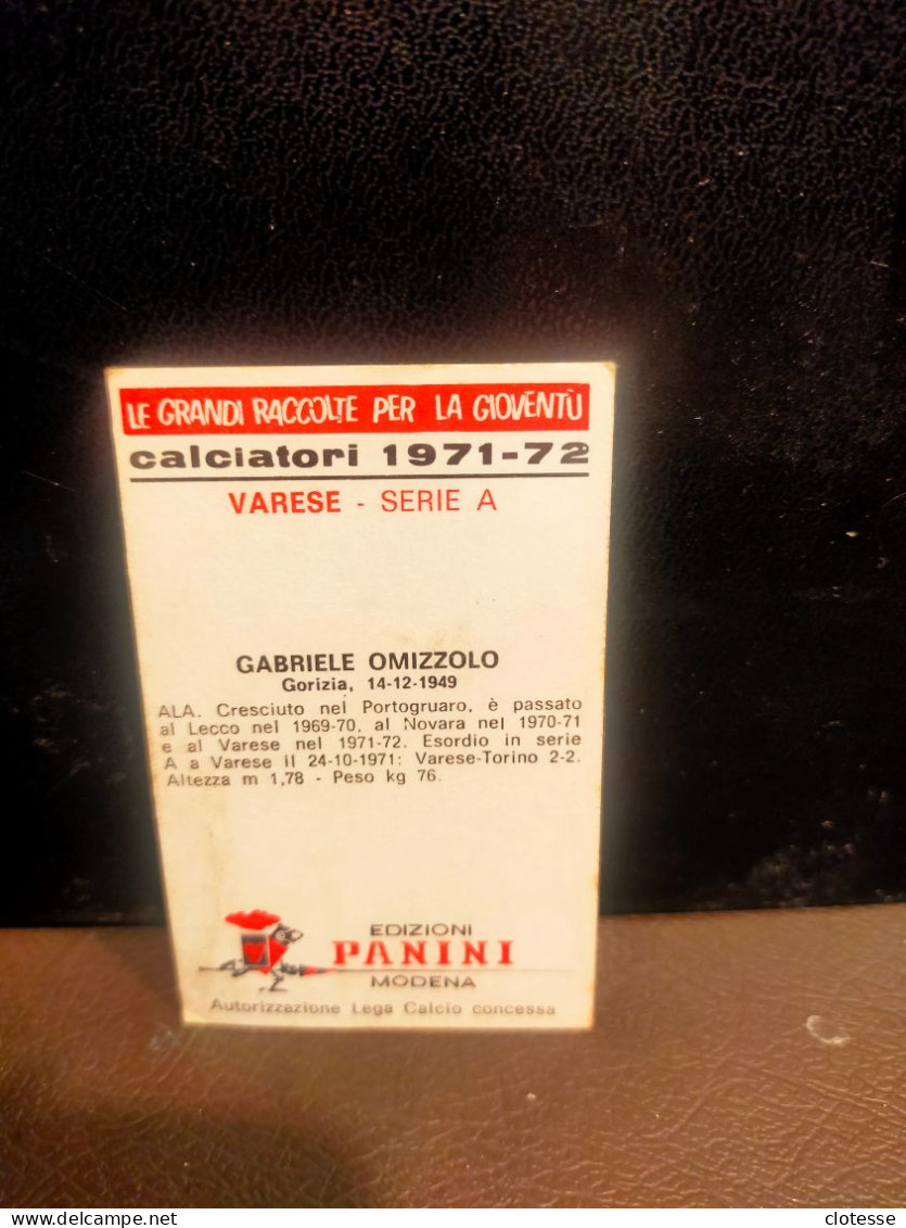 Panini 1971/72 Omizzolo Gabriele - Sonstige & Ohne Zuordnung