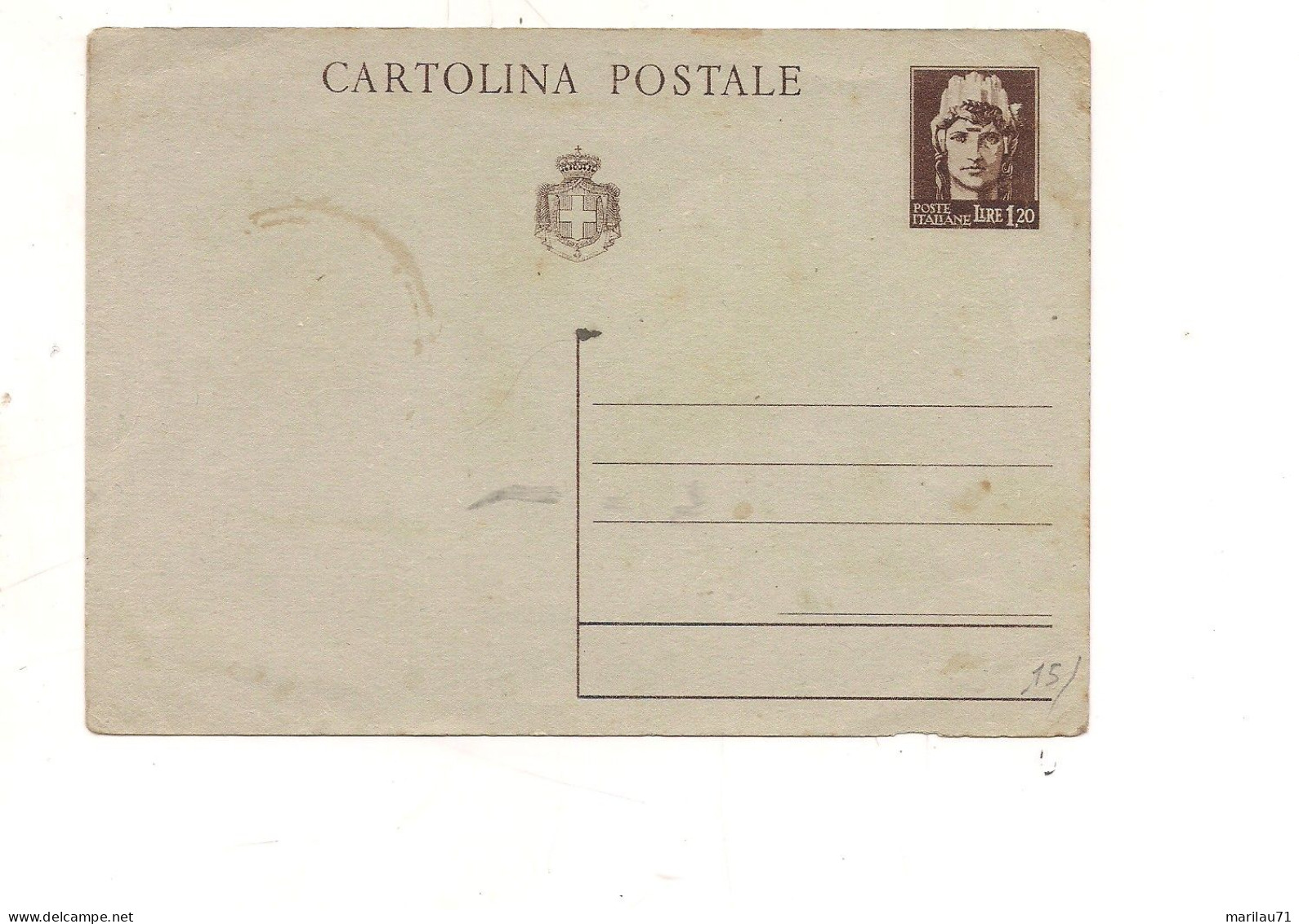 11820 INTERO POSTALE LUOGOTENENZA £1,20 NUOVO Turrita - Andere & Zonder Classificatie