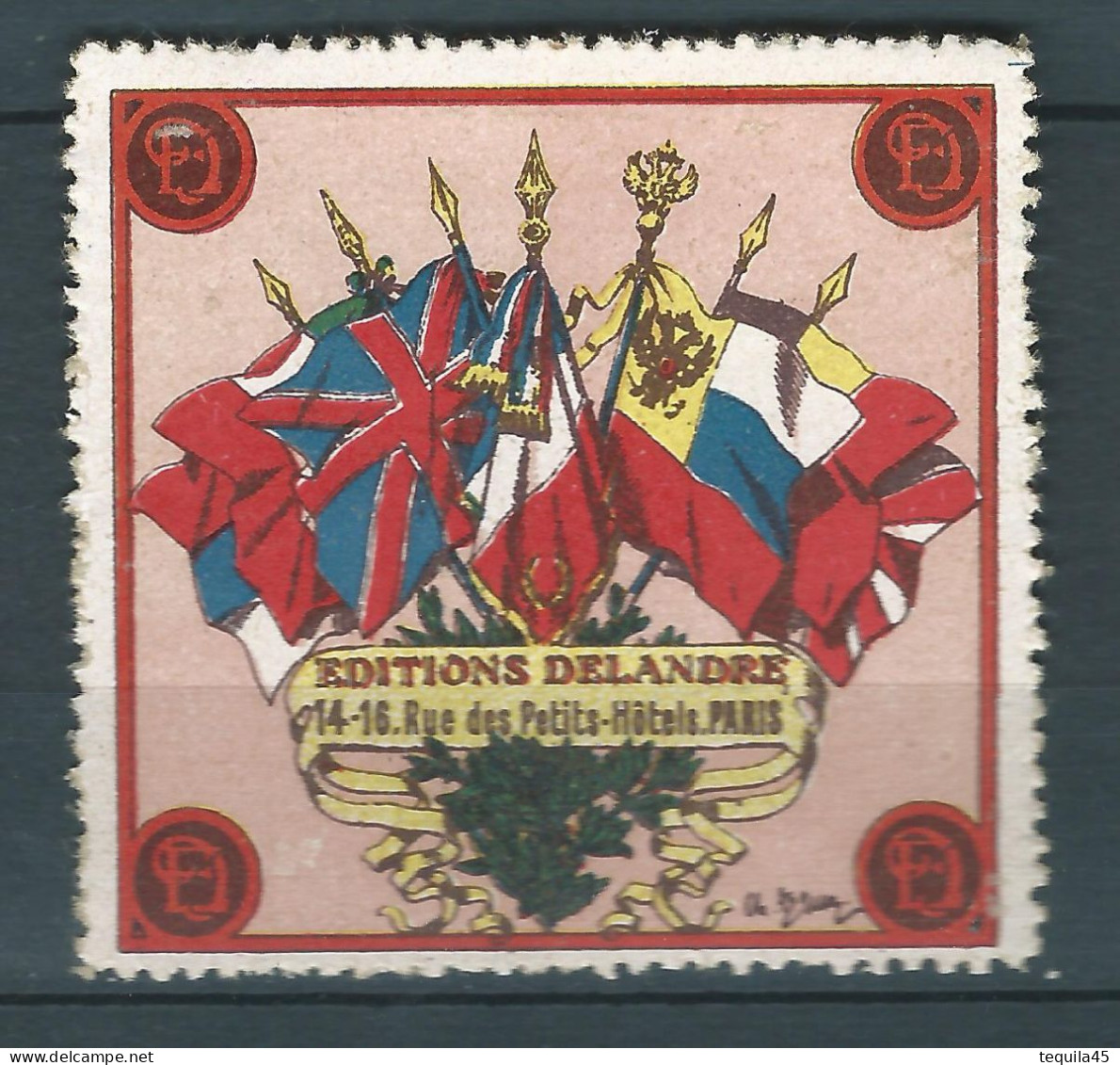 Vignette DELANDRE - France - Publicité Delandre - 1914 -18 WWI WW1 Poster Stamp - Erinnophilie