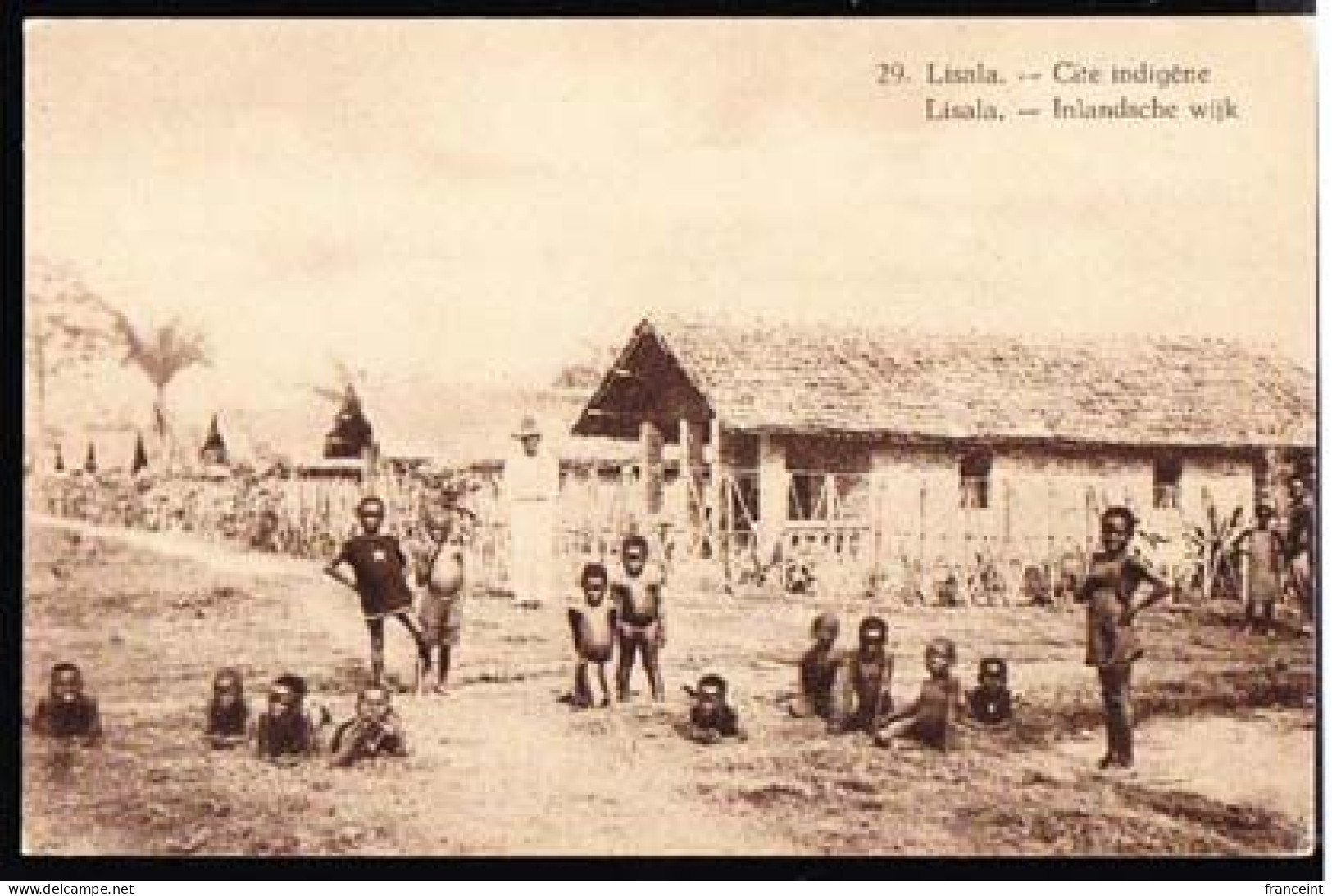 RUANDA URUNDI(1928) Native Village. Illustrated Postal Card Of Belgian Congo Overprinted For Use In Ruanda-Urundi. Sepia - Stamped Stationery